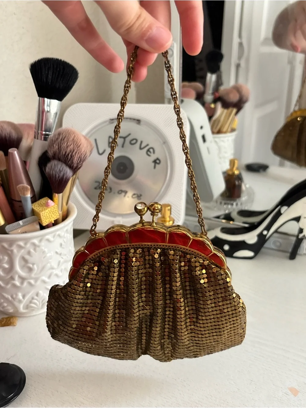 Gold Sequin Evening Clutch Purse